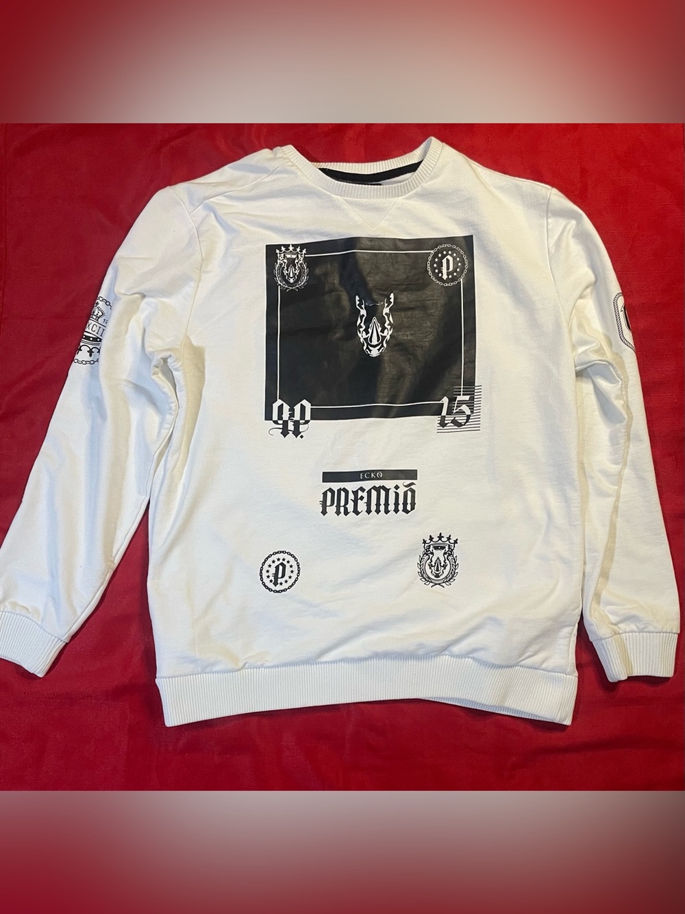 ECKO Premio XL White Graphic Crewneck Sweatshirt Streetwear